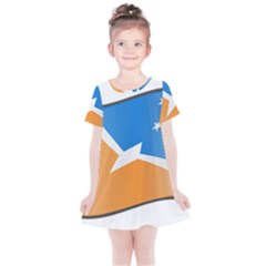 Waving Flag Of Tierra Del Fuego Province, Argentina Kids  Simple Cotton Dress by abbeyz71