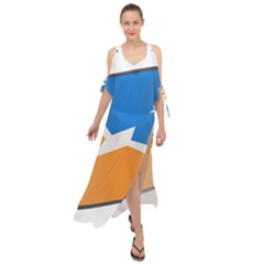 Waving Flag Of Tierra Del Fuego Province, Argentina Maxi Chiffon Cover Up Dress by abbeyz71