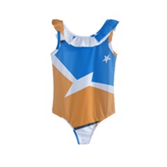 Waving Flag Of Tierra Del Fuego Province, Argentina Kids  Frill Swimsuit by abbeyz71