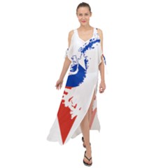 Flag Map Of Chilean Antarctic Territory Maxi Chiffon Cover Up Dress by abbeyz71