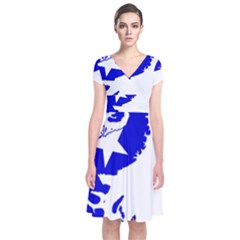 Magallanes Region Flag Map Of Chilean Antarctic Territory Short Sleeve Front Wrap Dress by abbeyz71