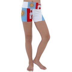 Unofficial Flag Of Argentine Cordoba Province Kids  Lightweight Velour Yoga Shorts by abbeyz71