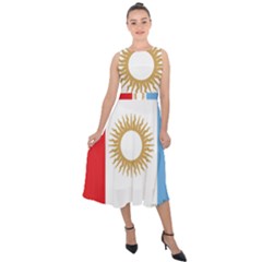 Flag of Argentine Cordoba Province Midi Tie-Back Chiffon Dress