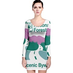 National Forest Scenic Byway Highway Marker Long Sleeve Velvet Bodycon Dress by abbeyz71