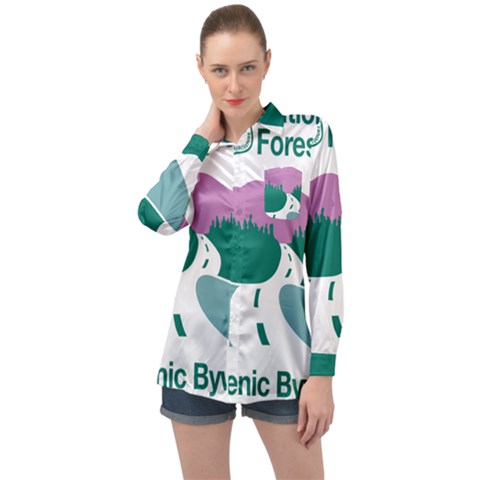National Forest Scenic Byway Highway Marker Long Sleeve Satin Shirt by abbeyz71