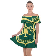 Flag Of The U S  Forest Service Off Shoulder Velour Dress by abbeyz71