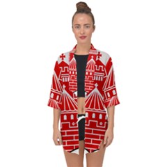 Coat Of Arms Of Helsingborg Open Front Chiffon Kimono