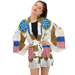 Greater Coat Of Arms Of The United States Long Sleeve Kimono by abbeyz71