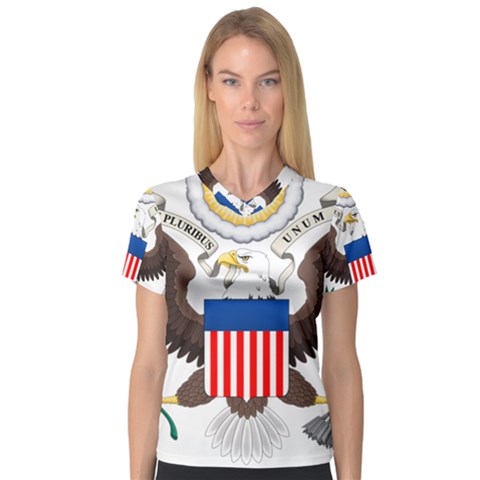 Greater Coat Of Arms Of The United States V-neck Sport Mesh Tee by abbeyz71