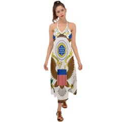 Great Seal Of The United States - Obverse Halter Tie Back Dress  by abbeyz71