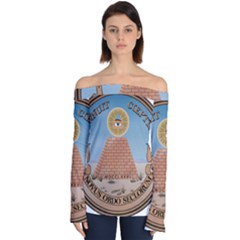 Great Seal of the United States - Reverse Off Shoulder Long Sleeve Top