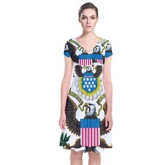 Great Seal Of The United States - Obverse  Short Sleeve Front Wrap Dress by abbeyz71