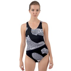 Pattern Shiny Shoes Cut-out Back One Piece Swimsuit by Sudhe