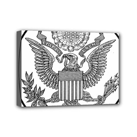 Black & White Great Seal Of The United States - Obverse  Mini Canvas 7  X 5  (stretched) by abbeyz71