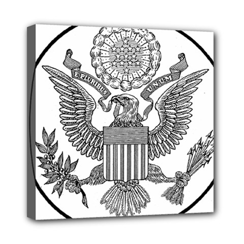 Black & White Great Seal Of The United States - Obverse  Mini Canvas 8  X 8  (stretched) by abbeyz71