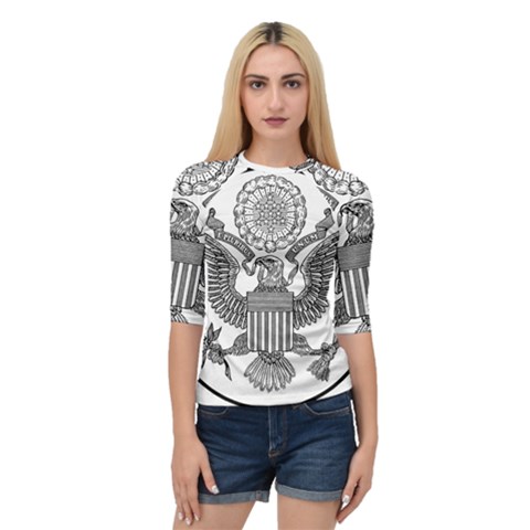 Black & White Great Seal Of The United States - Obverse  Quarter Sleeve Raglan Tee by abbeyz71