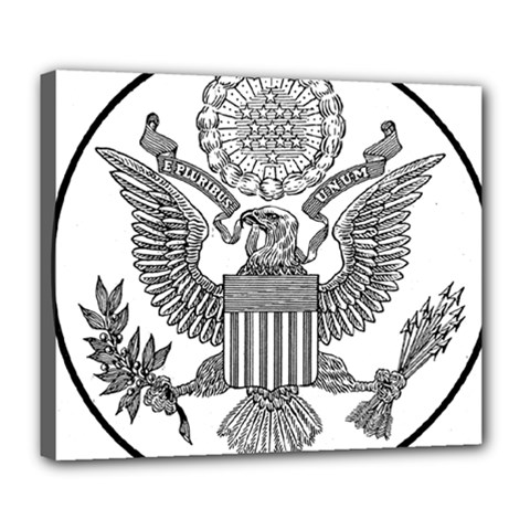 Black & White Great Seal Of The United States - Obverse  Deluxe Canvas 24  X 20  (stretched) by abbeyz71