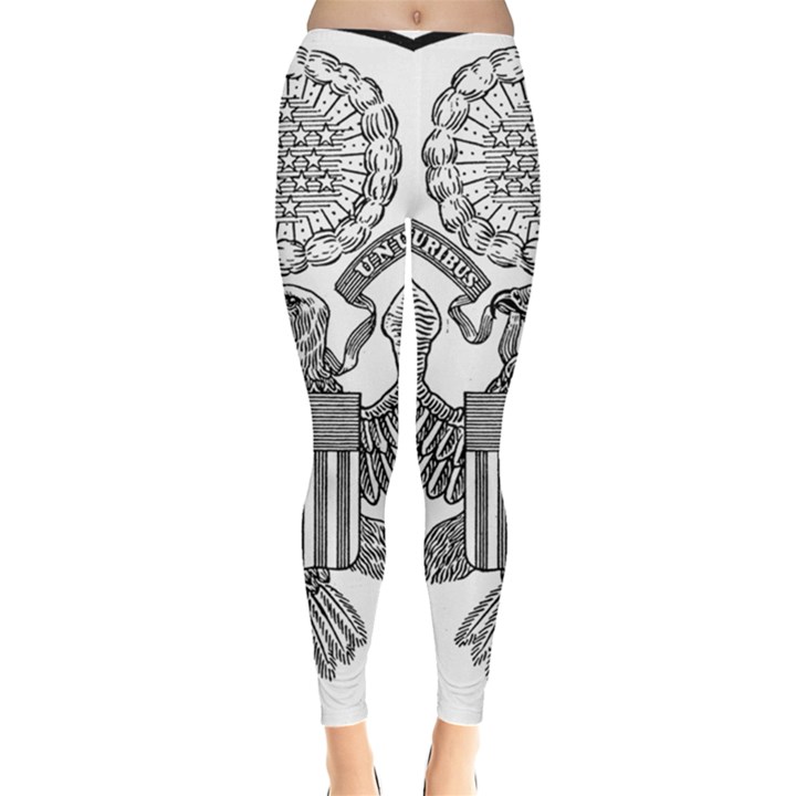 Black & White Great Seal of the United States - Obverse  Leggings 