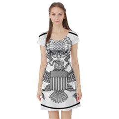 Black & White Great Seal Of The United States - Obverse  Short Sleeve Skater Dress by abbeyz71