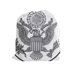 Black & White Great Seal Of The United States - Obverse  Drawstring Pouch (xl) by abbeyz71