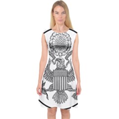 Black & White Great Seal Of The United States - Obverse  Capsleeve Midi Dress by abbeyz71