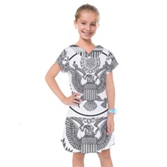 Black & White Great Seal Of The United States - Obverse  Kids  Drop Waist Dress by abbeyz71