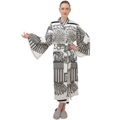 Black & White Great Seal of the United States - Obverse  Maxi Velour Kimono