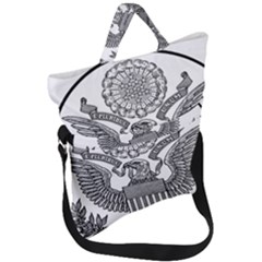 Black & White Great Seal of the United States - Obverse  Fold Over Handle Tote Bag