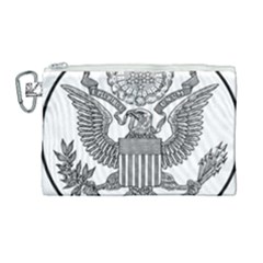 Black & White Great Seal Of The United States - Obverse  Canvas Cosmetic Bag (large) by abbeyz71