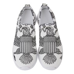 Black & White Great Seal Of The United States - Obverse  Women s Slip On Sneakers by abbeyz71