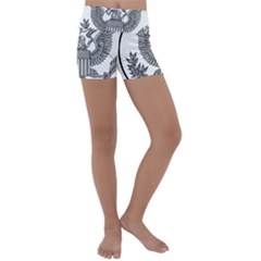 Black & White Great Seal of the United States - Obverse  Kids  Lightweight Velour Yoga Shorts