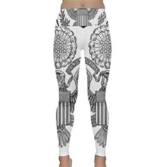 Black & White Great Seal Of The United States - Obverse  Lightweight Velour Classic Yoga Leggings by abbeyz71