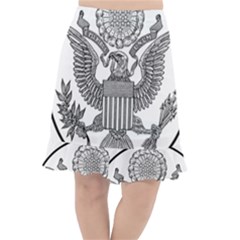 Black & White Great Seal Of The United States - Obverse  Fishtail Chiffon Skirt by abbeyz71