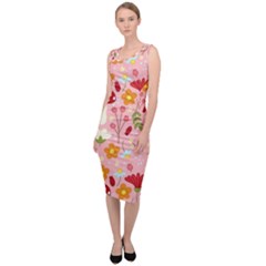 Floral Surface Pattern Design Sleeveless Pencil Dress by Sudhe