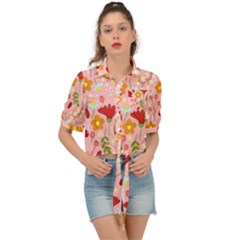 Floral Surface Pattern Design Tie Front Shirt  by Sudhe