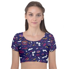 Pattern Burton Galmour Velvet Short Sleeve Crop Top 