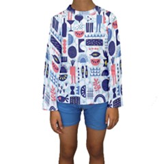 Vector Illustrated Pattern Design Kids  Long Sleeve Swimwear by Sudhe