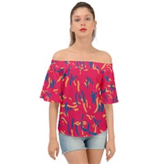 Pattern Booty Faces Off Shoulder Short Sleeve Top by Sudhe