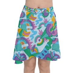 Pattern Hotdogtrap Chiffon Wrap Front Skirt by Sudhe