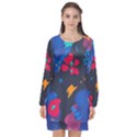 Patterns Rosebuds Long Sleeve Chiffon Shift Dress  View1