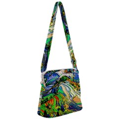 Artistic Nature Painting Zipper Messenger Bag by Sudhe