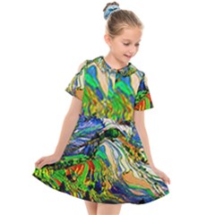 Artistic Nature Painting Kids  Short Sleeve Shirt Dress by Sudhe