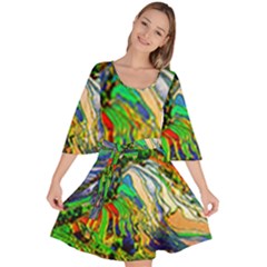 Artistic Nature Painting Velour Kimono Dress