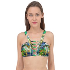 Artistic Nature Painting Cage Up Bikini Top by Sudhe