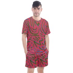 Pattern Saying Wavy Men s Mesh Tee and Shorts Set