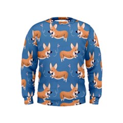 Corgi Patterns Kids  Sweatshirt by Sudhe