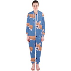 Corgi Patterns Hooded Jumpsuit (ladies) 