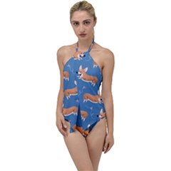 Corgi Patterns Go With The Flow One Piece Swimsuit by Sudhe