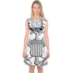 Black & White Great Seal Of The United States - Obverse, 1782 Capsleeve Midi Dress by abbeyz71
