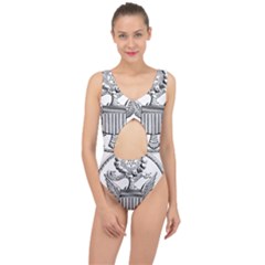 Black & White Great Seal Of The United States - Obverse, 1782 Center Cut Out Swimsuit by abbeyz71